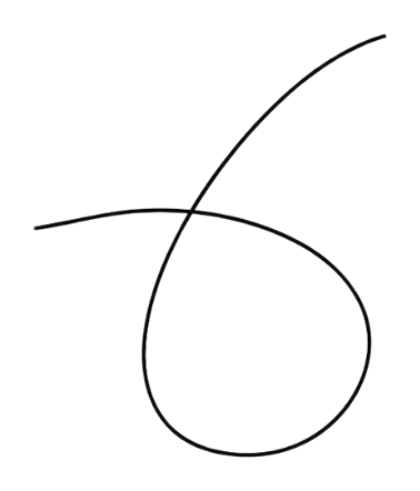 A stylized number six with an elongated tail and an additional loop above it.