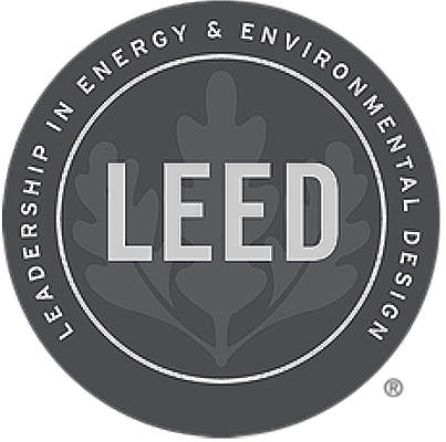 LEED certification badge for leadership in energy and environmental design.