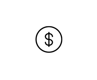 A dollar sign inside a circle on a white background