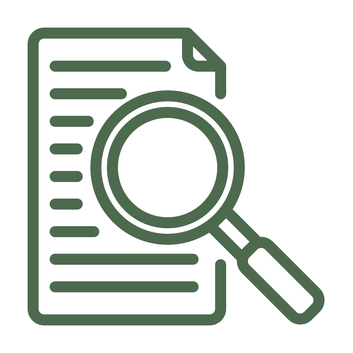 Magnifying glass icon representing comprehensive evaluation and clinical review