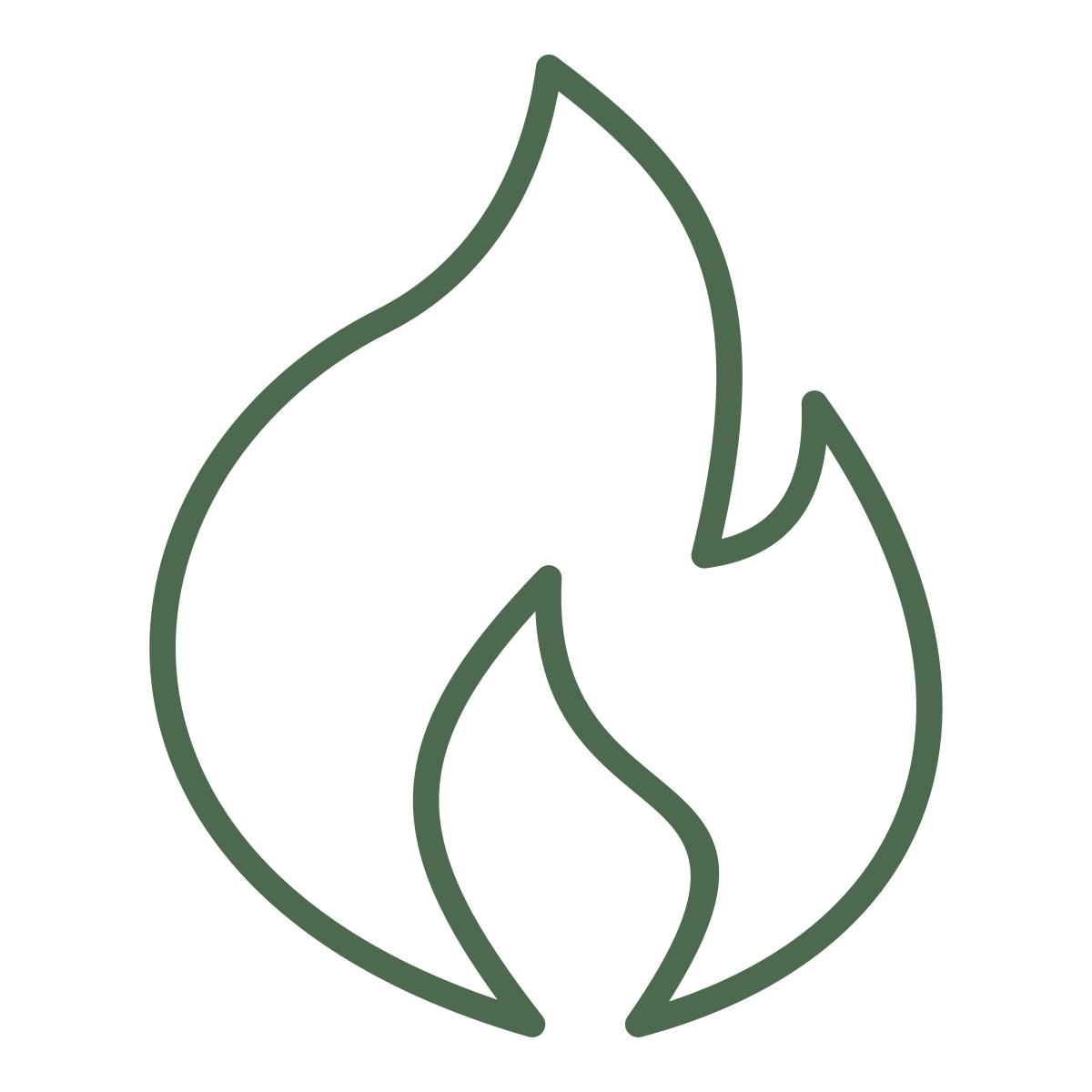 Outlined flame representing inflammation