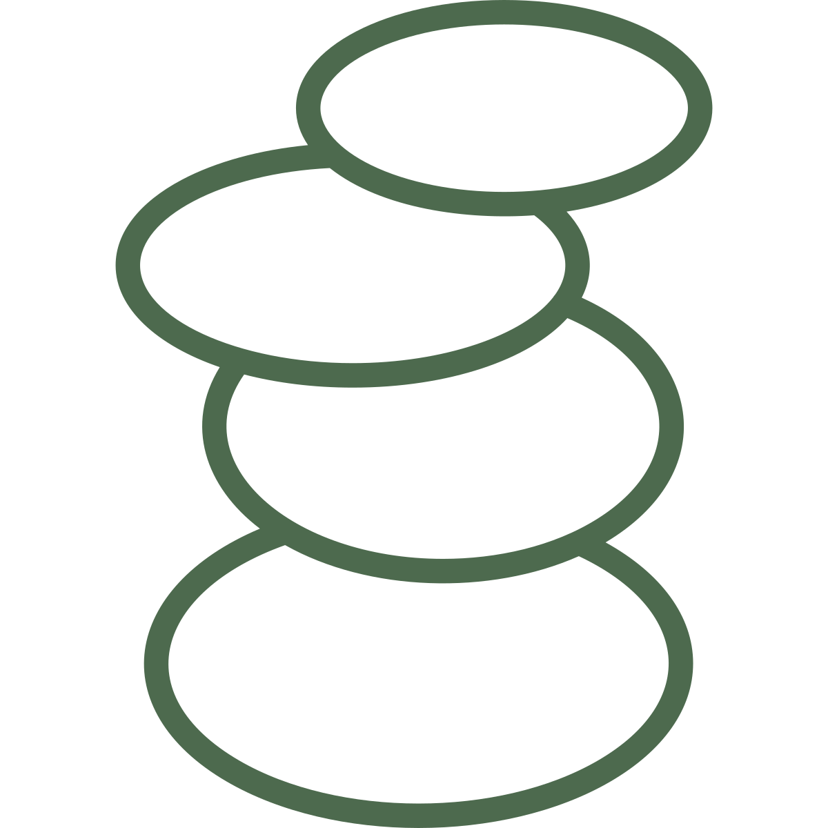 Minimal stacked stone icon representing endocrine regulation, hormone balance, and systems-based functional medicine care.