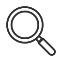 Magnifying glass icon representing insight, evaluation, and systems-based health analysis