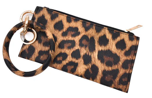 Wristlet Clutch Brown Leopard