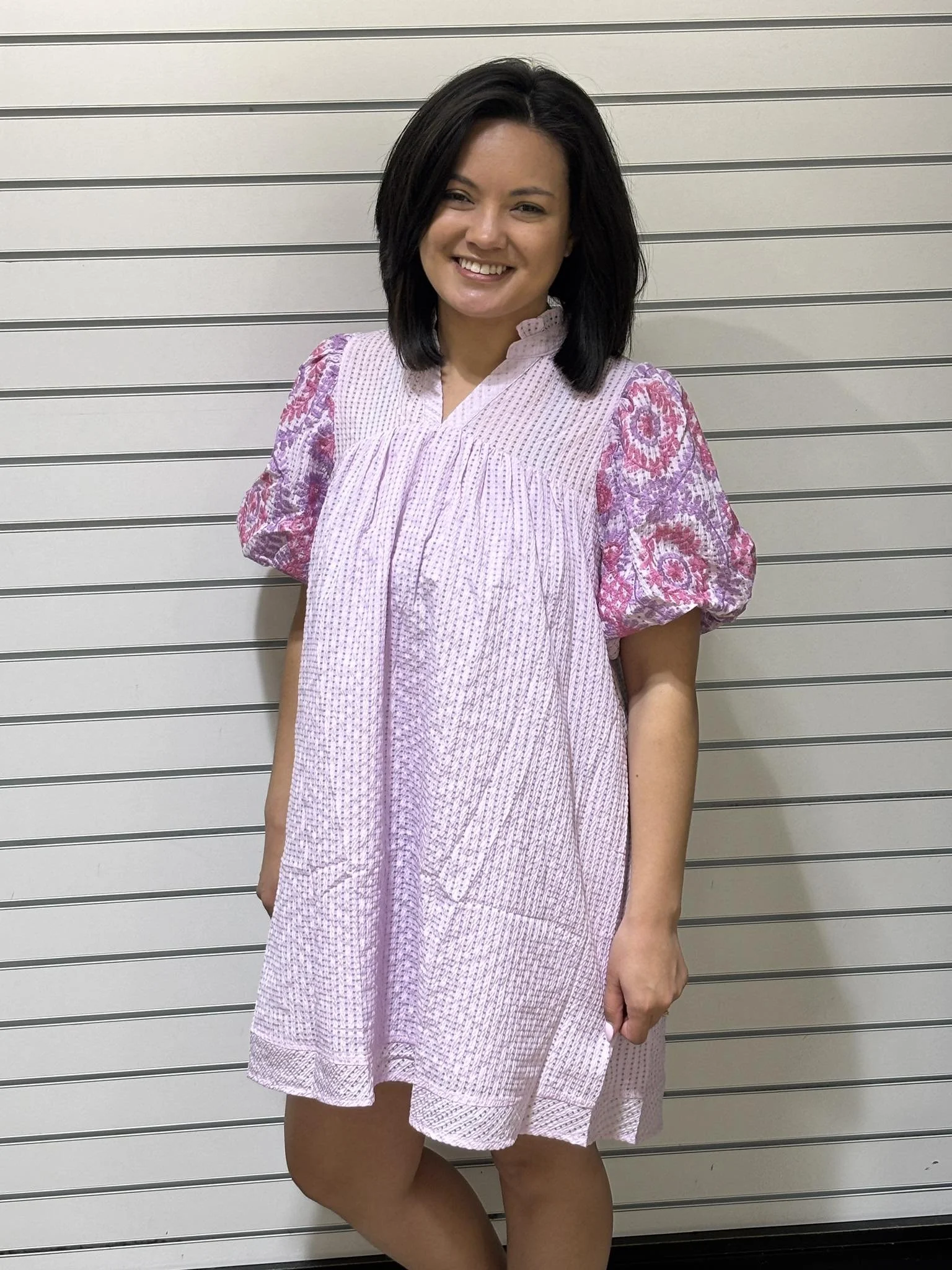 Umgee Floral Sleeve Babydoll Dress