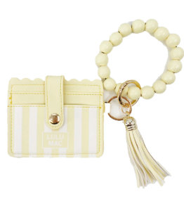Beaded Wristlet ID Wallet Yellow Stripe Darby