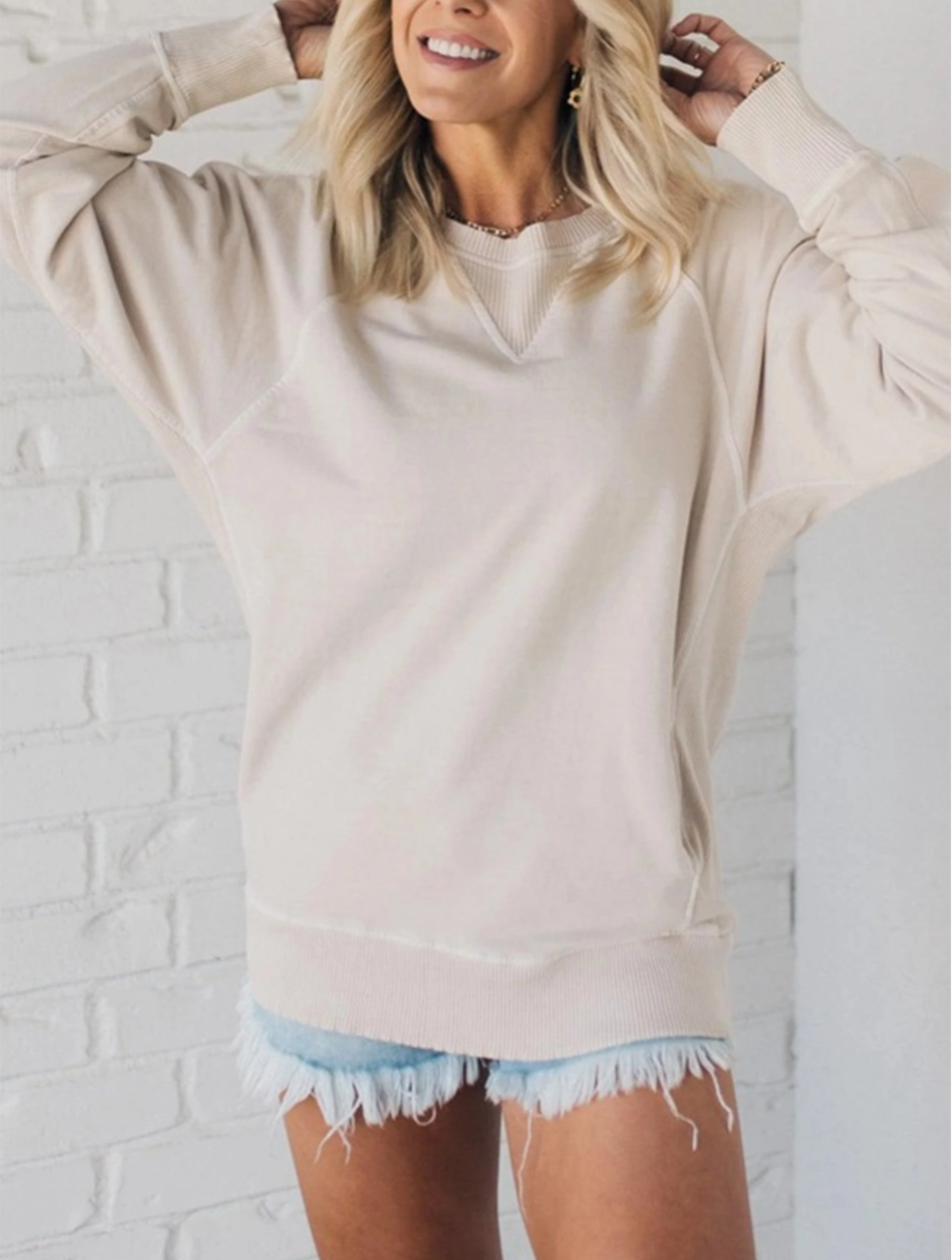 Ribbed Pocket Long Sleeved Top
