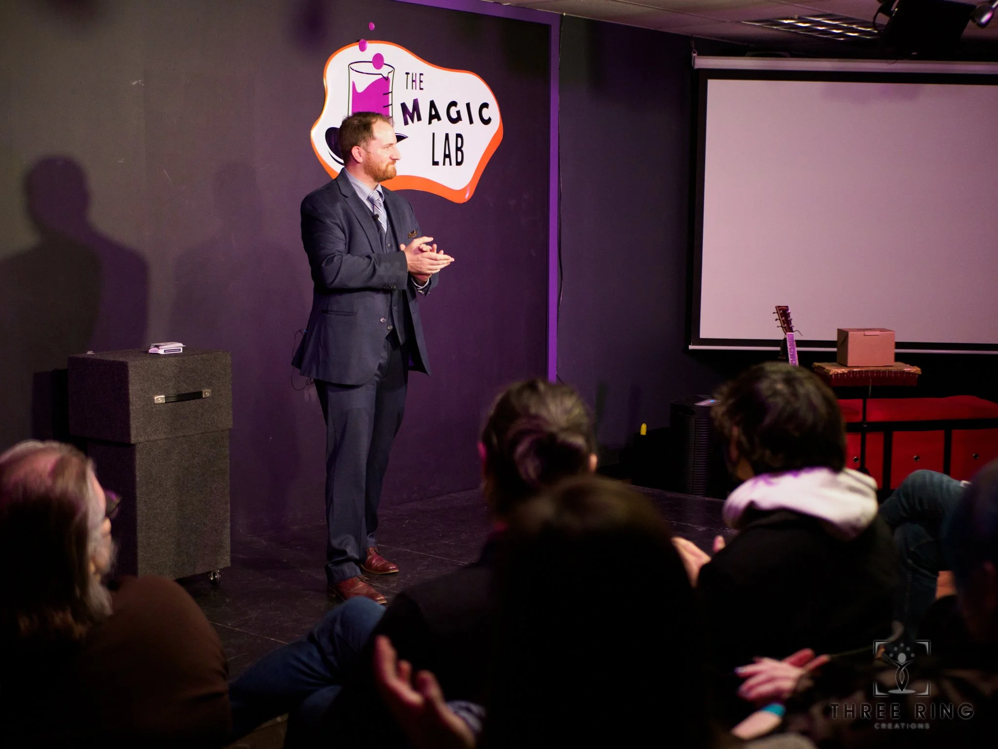 Tarot readings show performance for the Boston Magic Lab