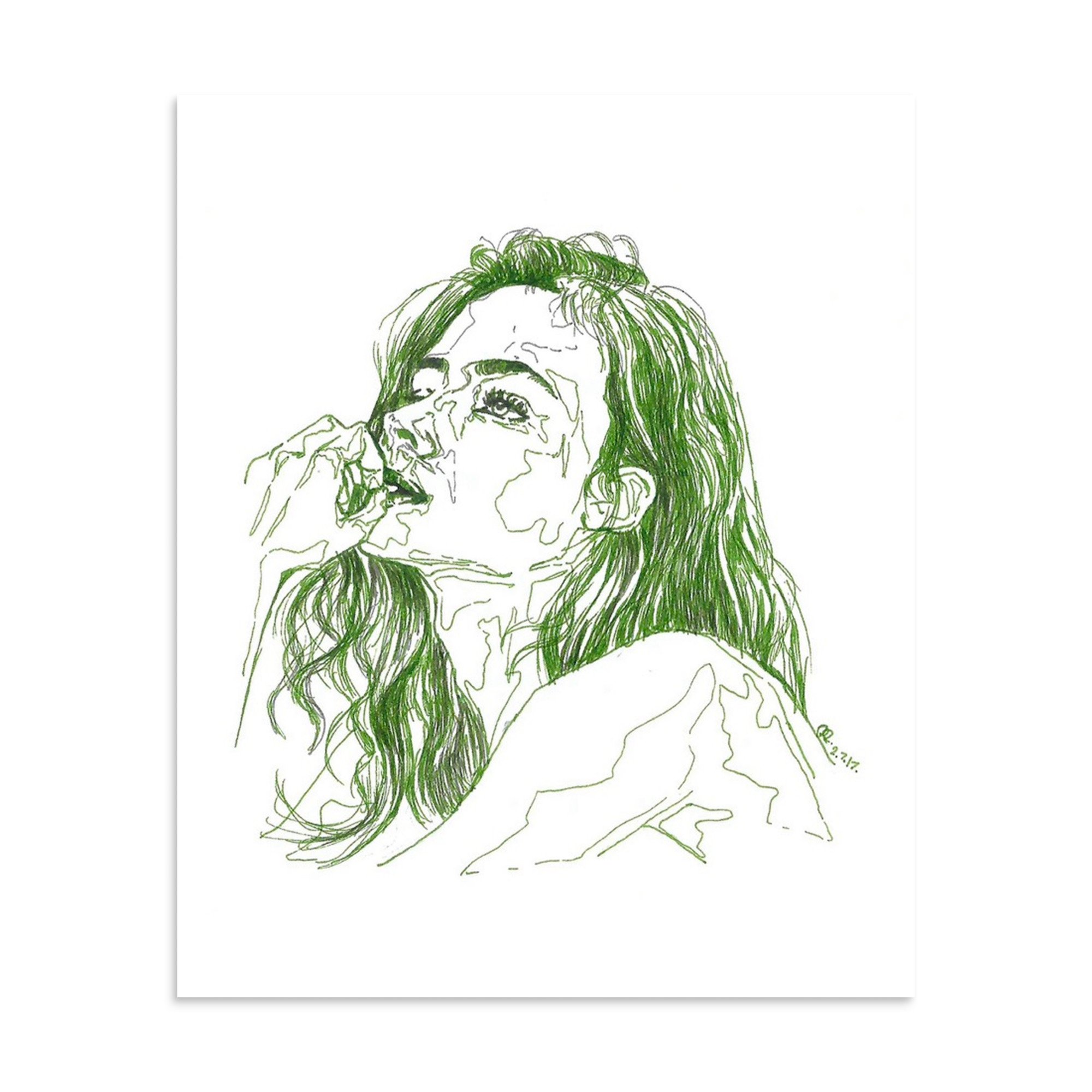 girl in thought - print
