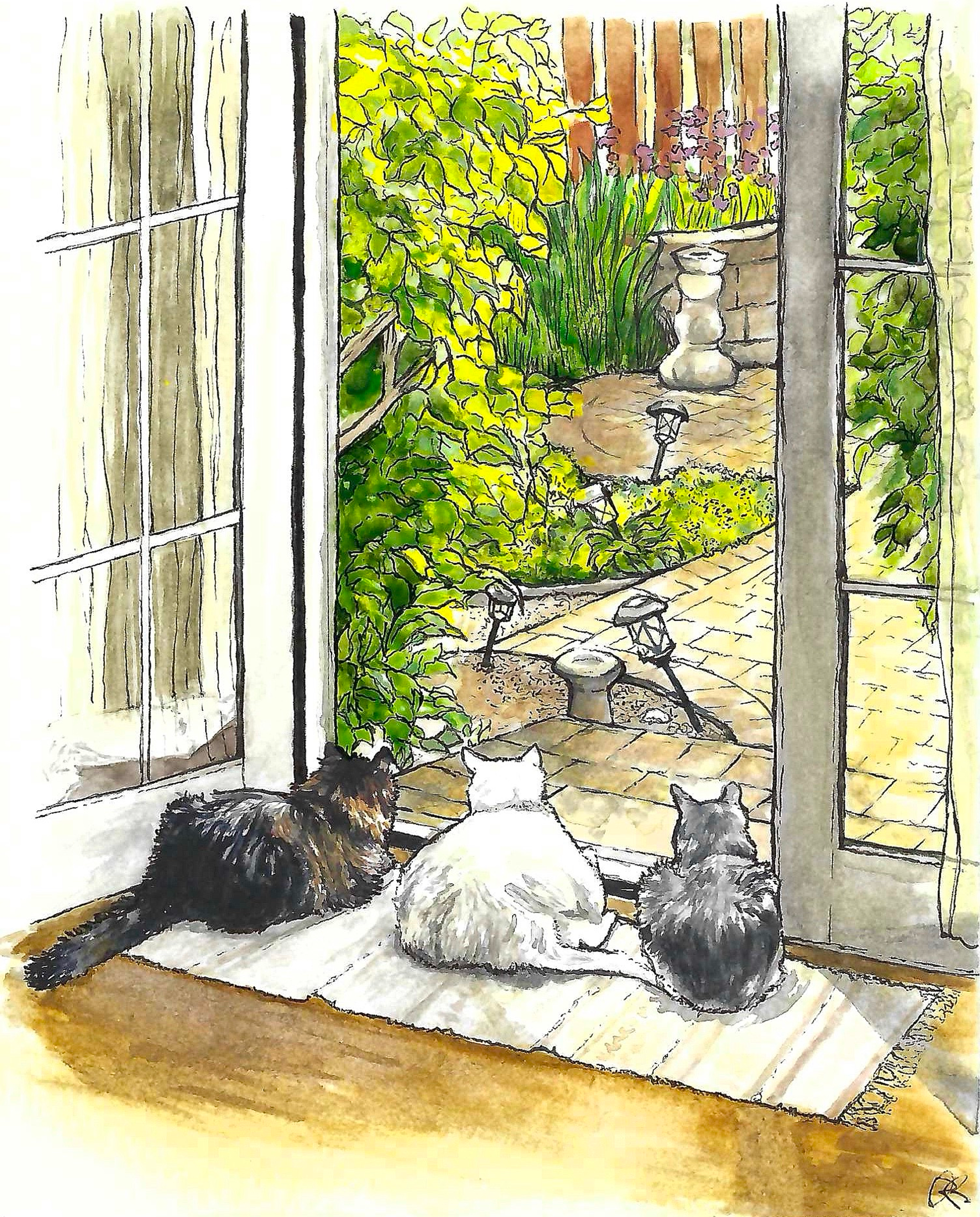 watercolor & ink, watercolor paper, 5x7in (greeting card)