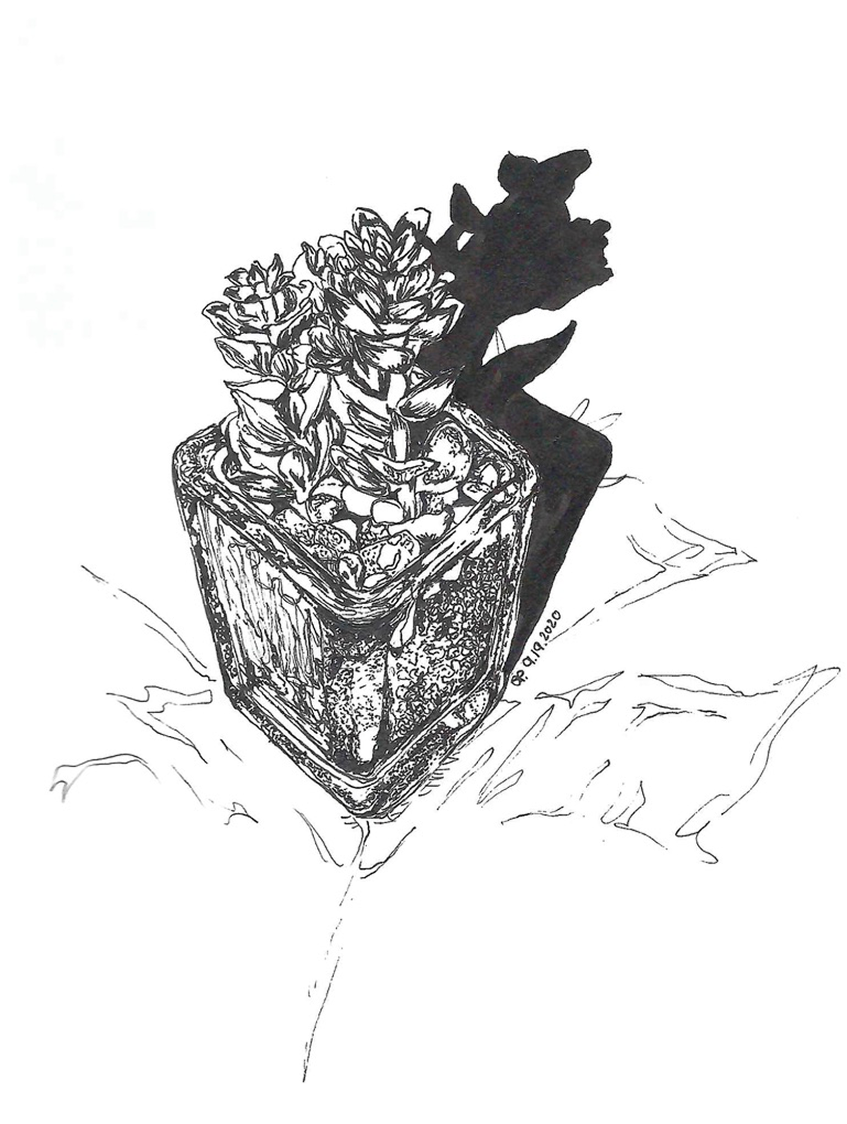 ink, sketch paper, 5.5×8.5in