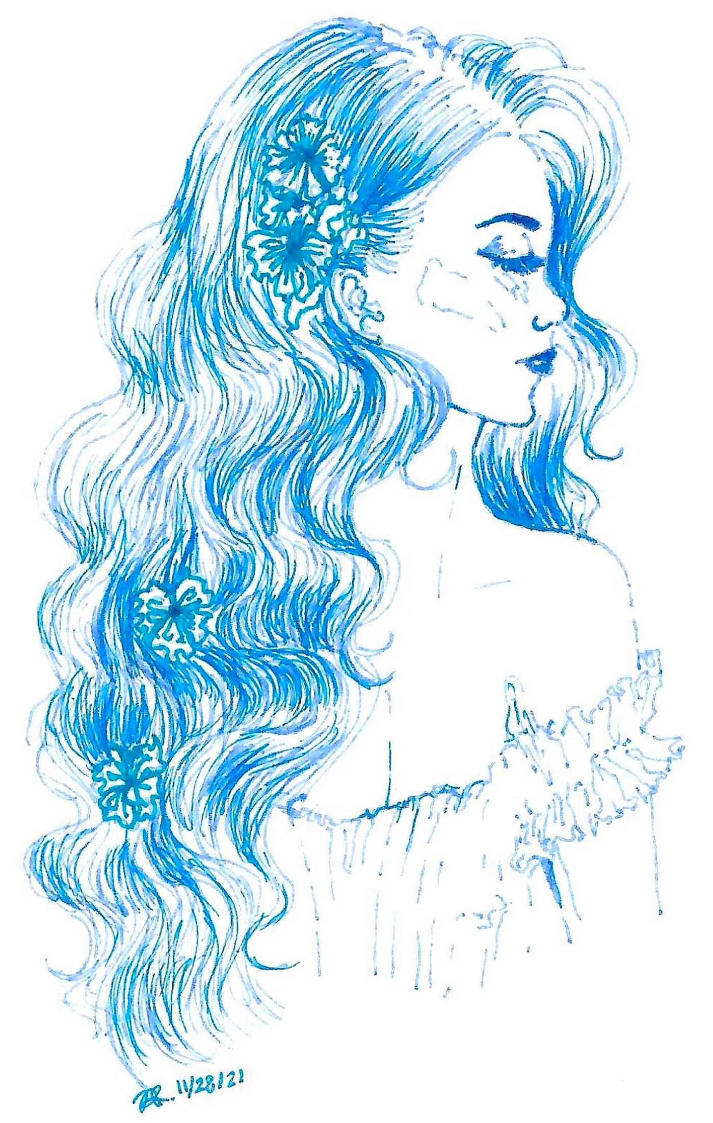ink, sketch paper, 5.5×8.5in