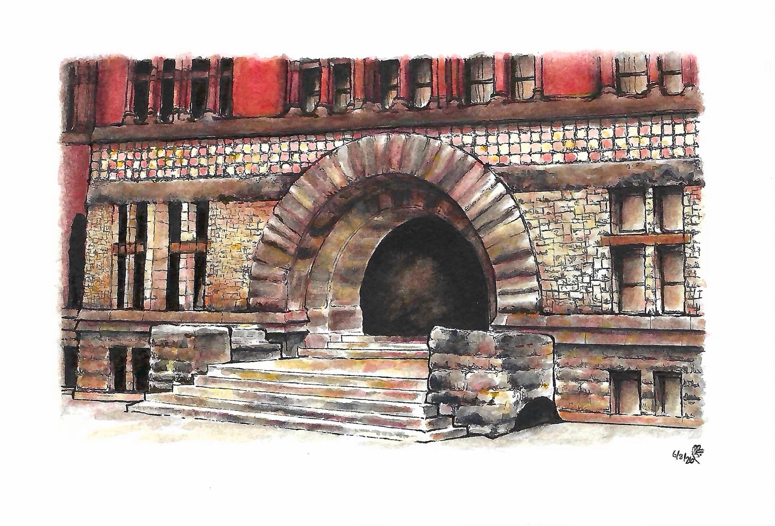 watercolor & ink, watercolor paper, 5×7in
