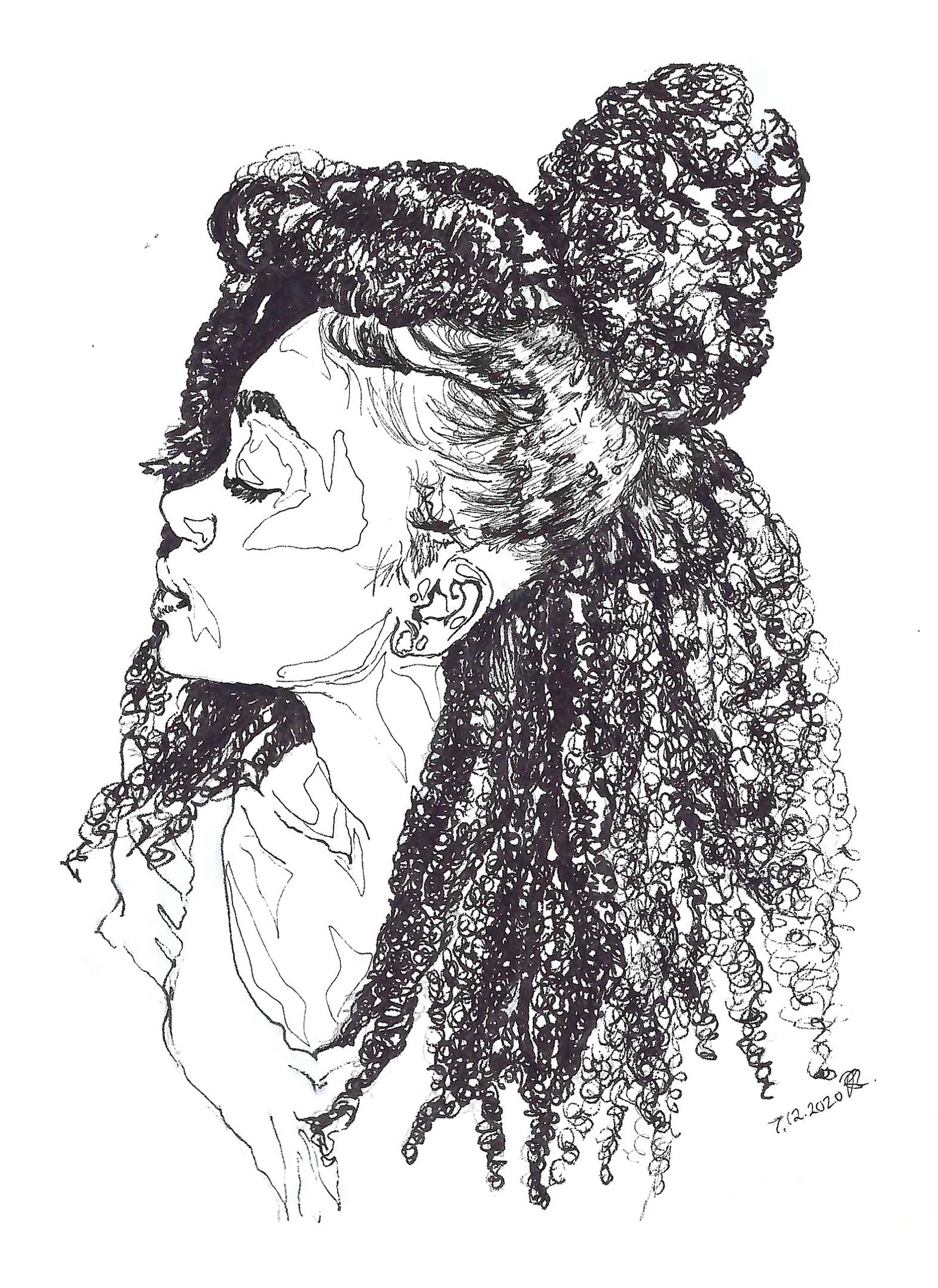 ink, sketch paper, 9×12in