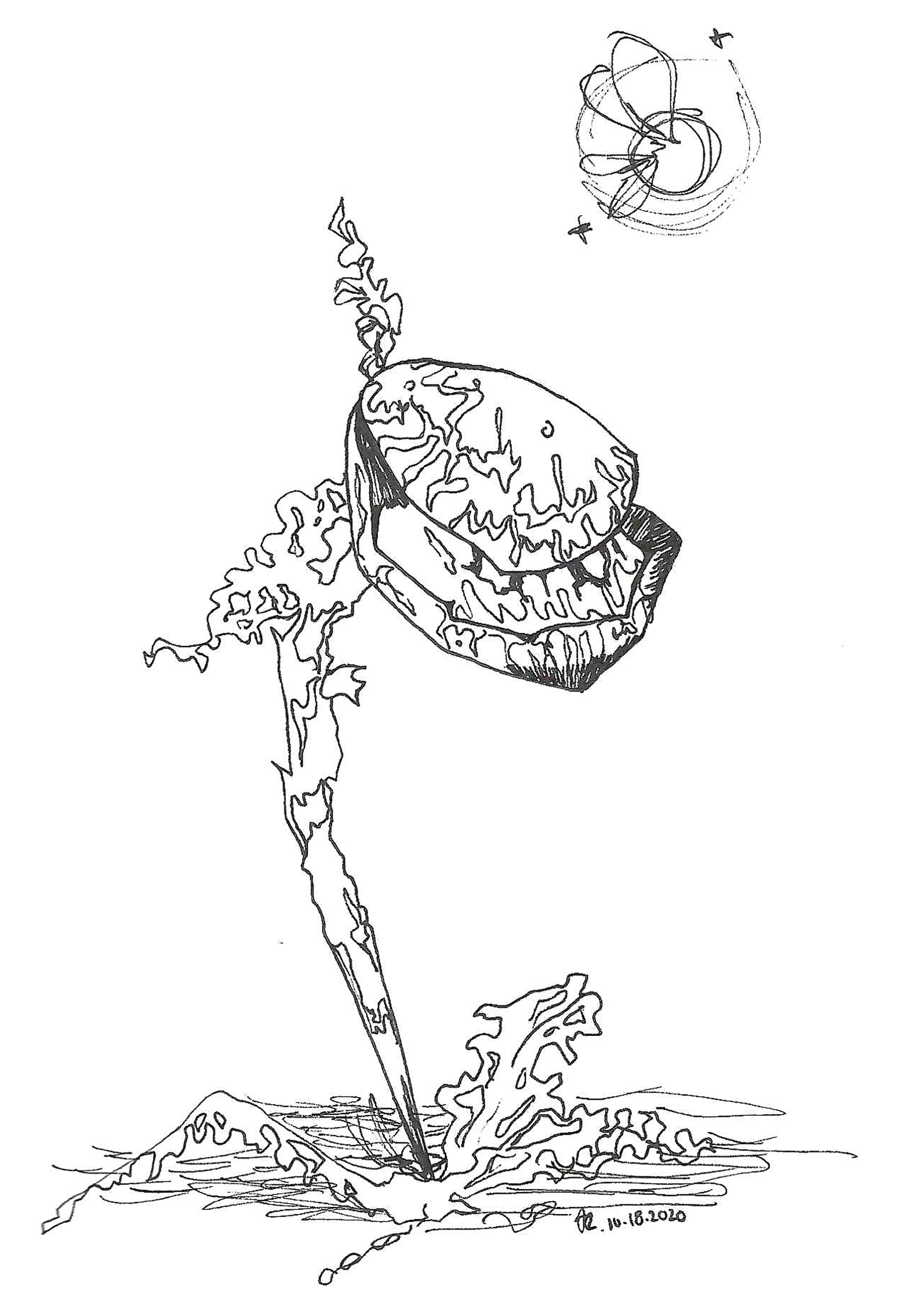 ink, sketch paper, 5.5×8.5in