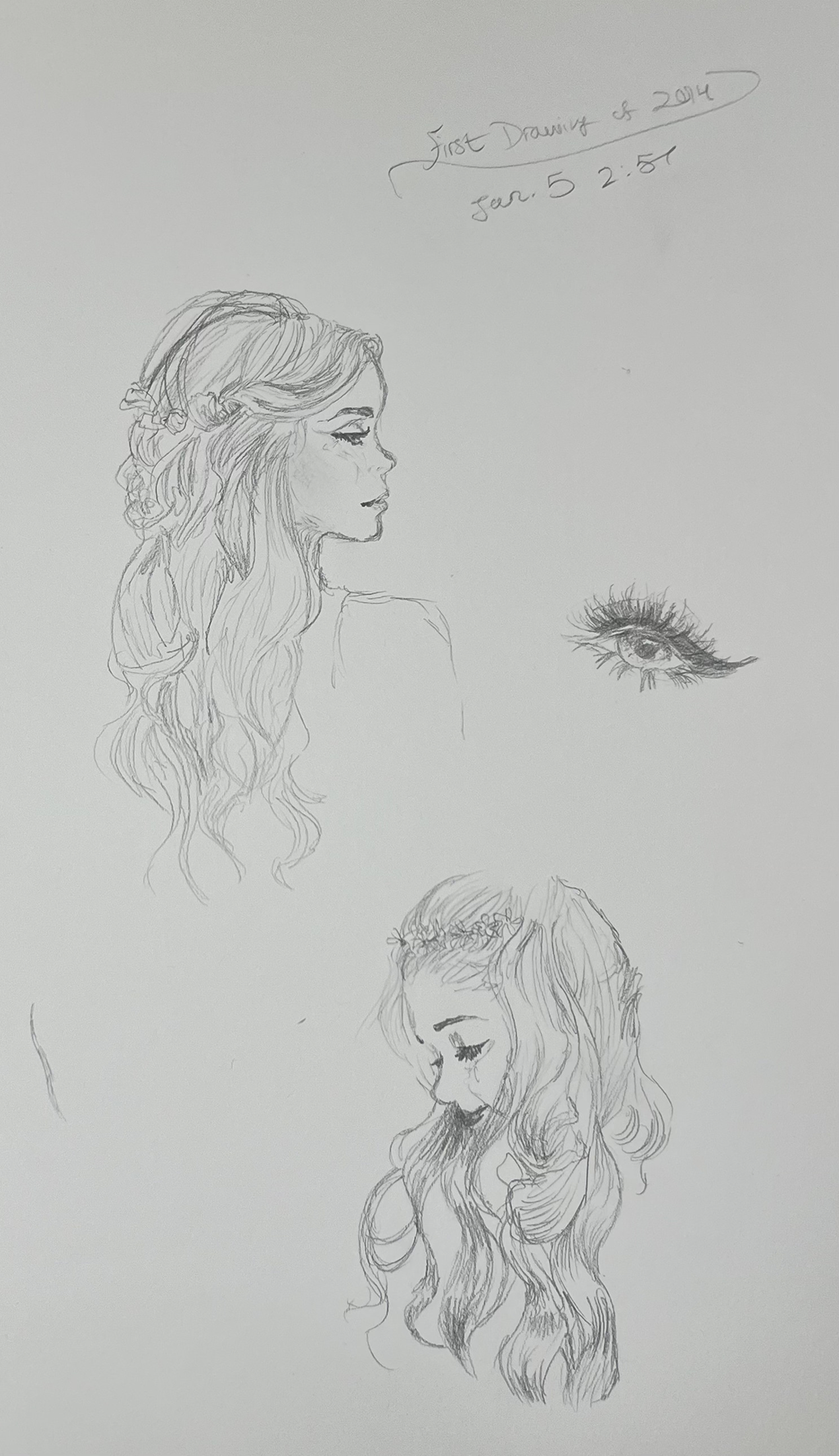 pencil, sketch paper, 9×12in