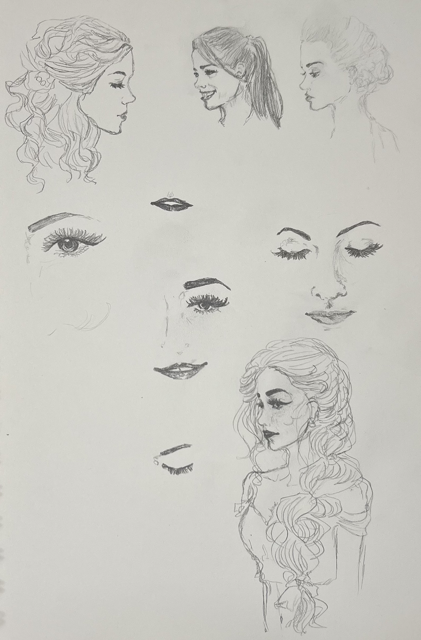 pencil, sketch paper, 9×12in
