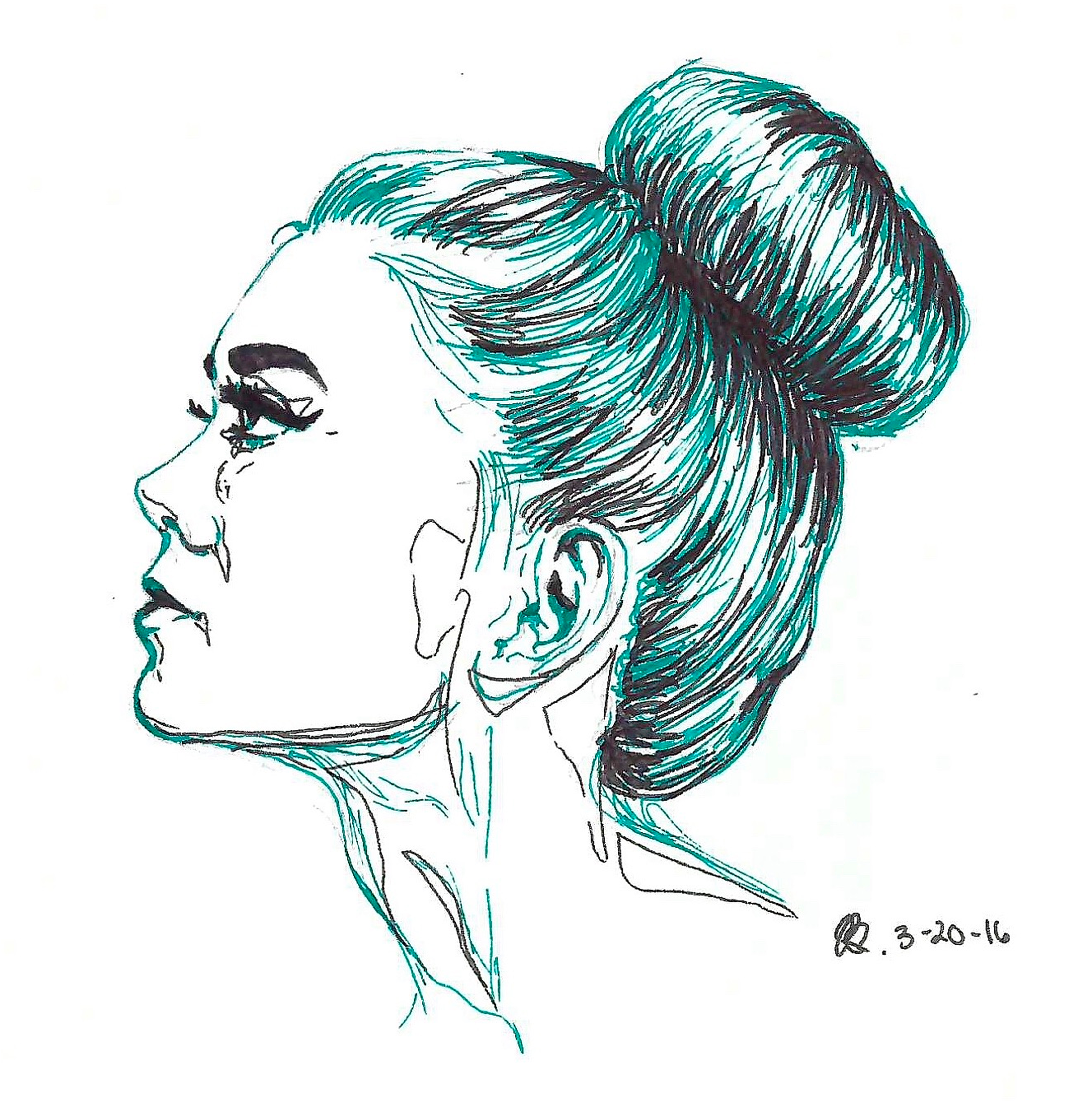 ink, sketch paper, 9×12in