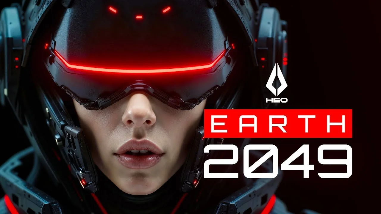 Cyberpunk AI music video with futuristic humanoid city and space odyssey visuals on AIMTV