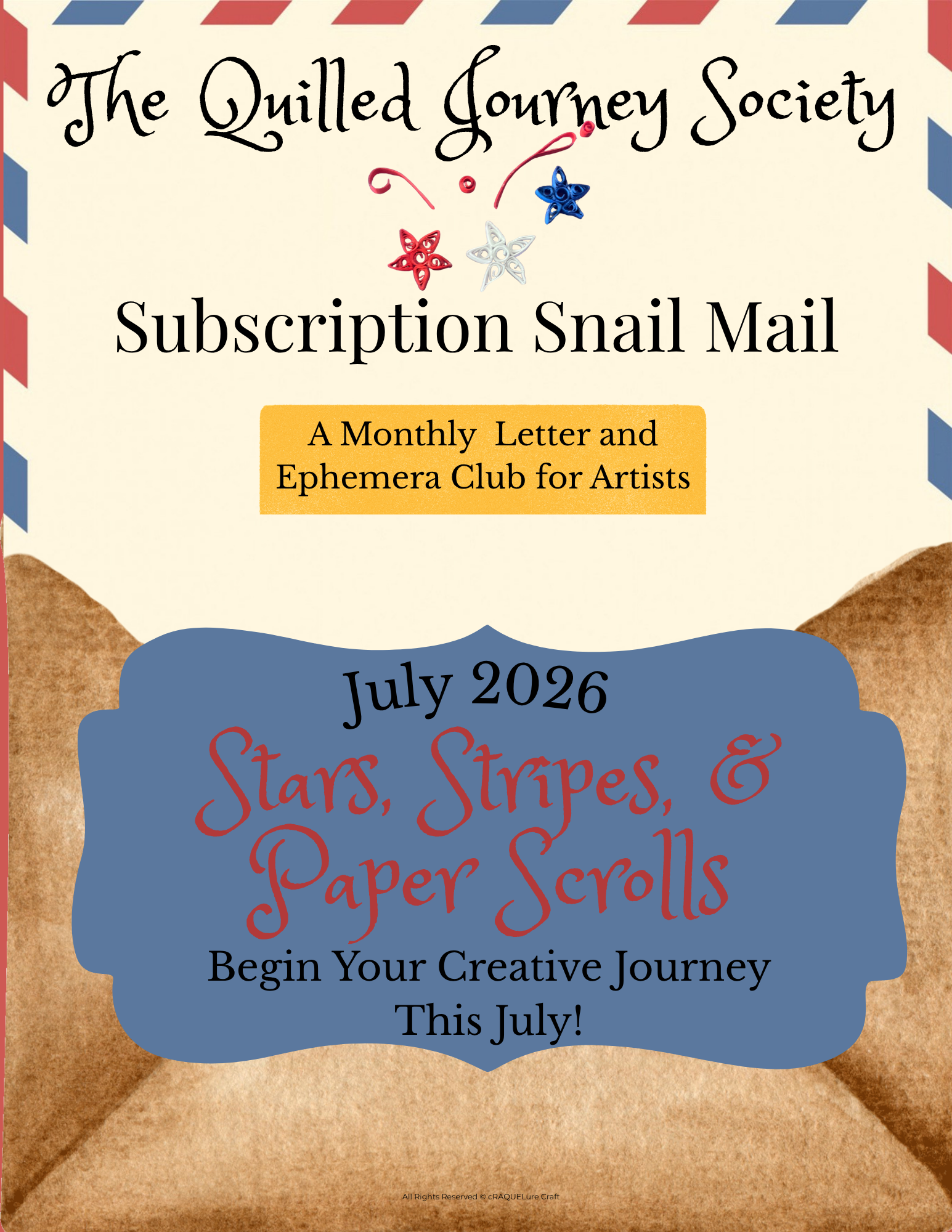 July Quilling Subscription Box | Beginner Paper Art Craft Kit (Snail Mail)