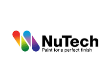 NuTech logo with a colorful abstract icon and the slogan 'Paint for a perfect finish'.