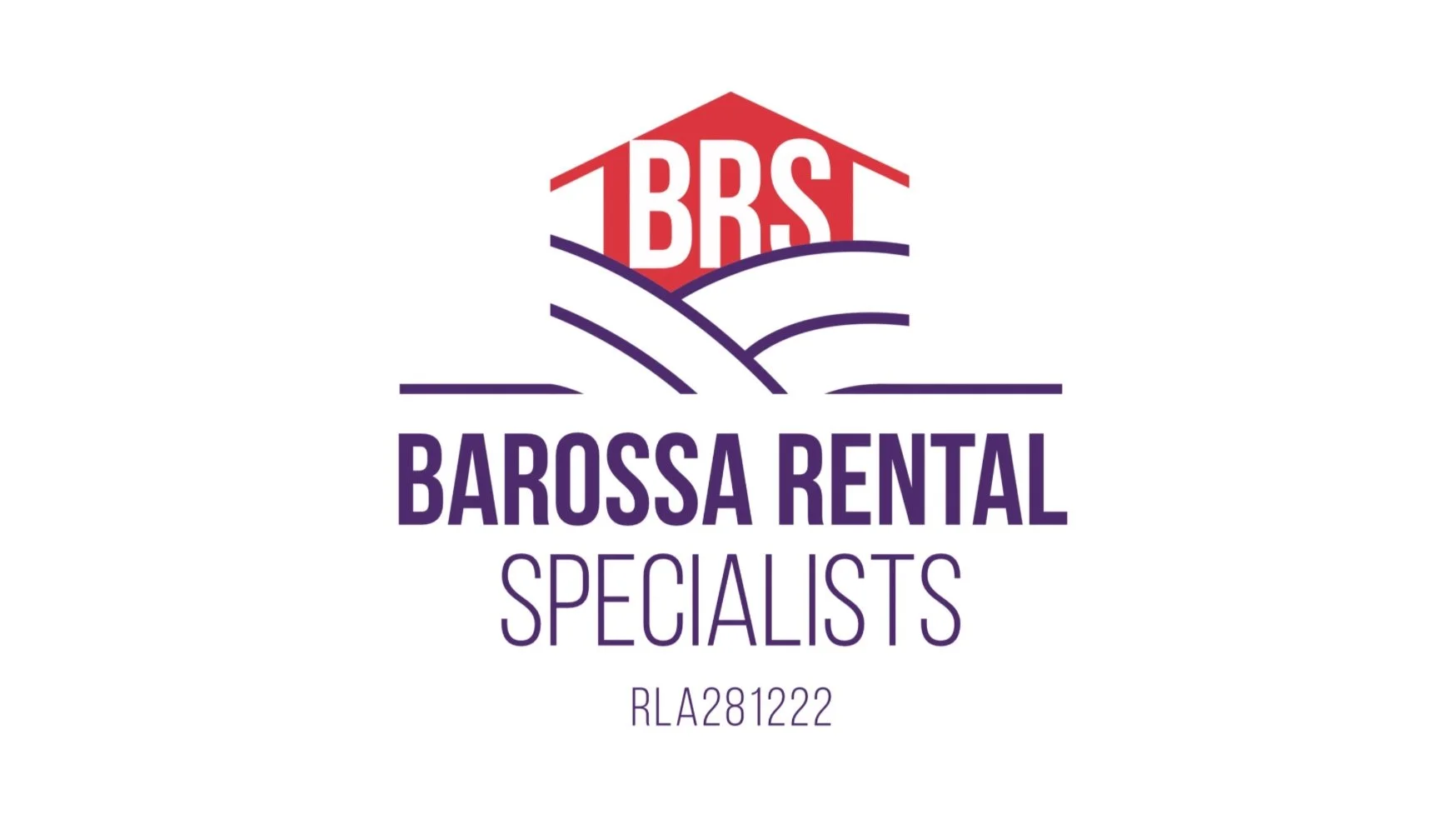 Logo of Barossa Rental Specialists featuring a stylized house and landscape with purple and red colors.