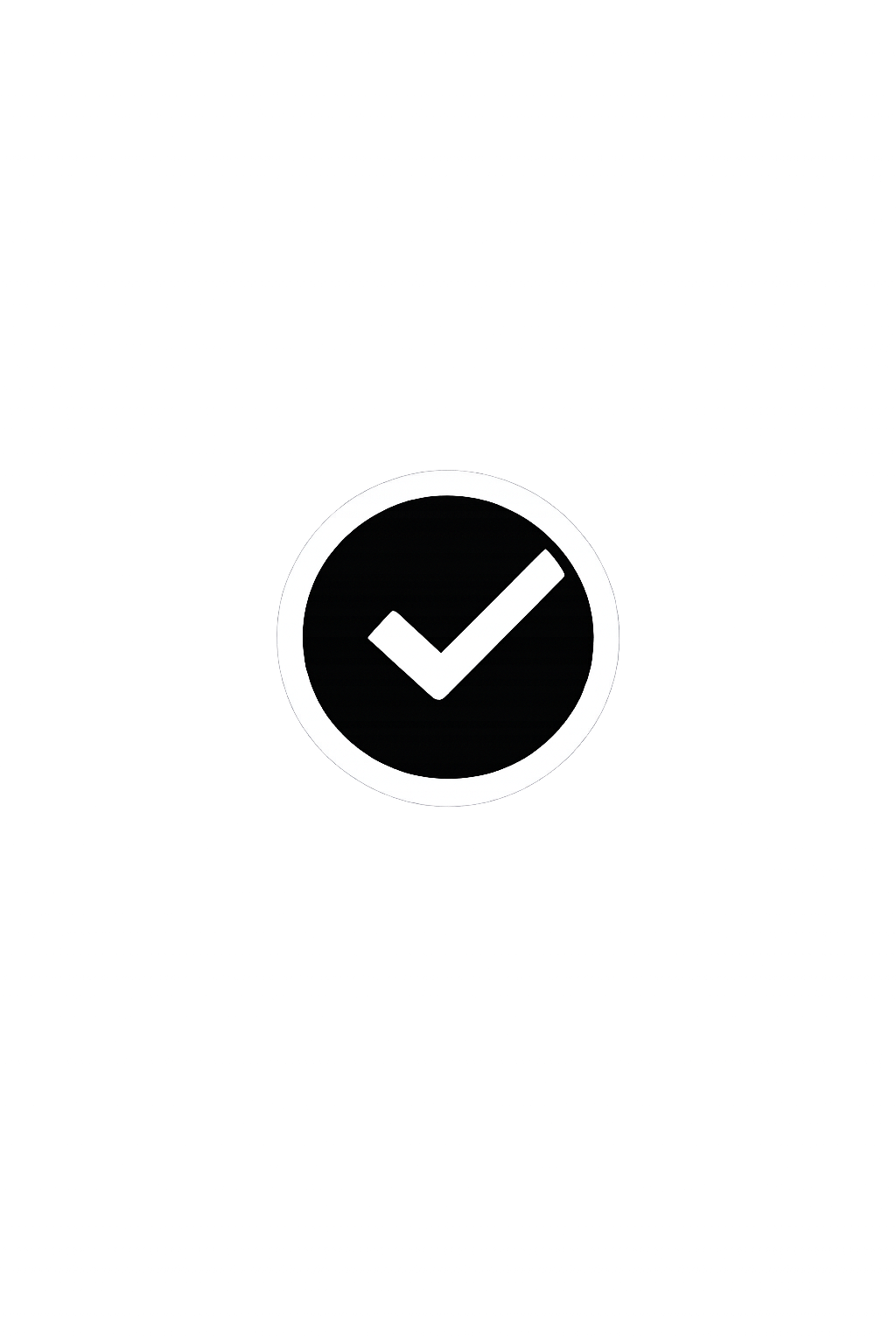Black background with a white checkmark inside a circle in the center.