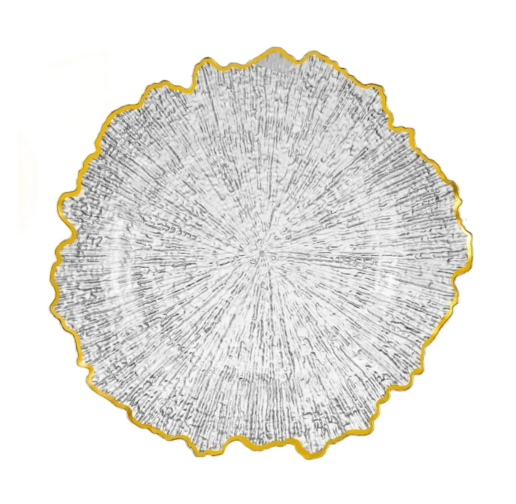 Tree Ring Decorative Plate with Gold Rim