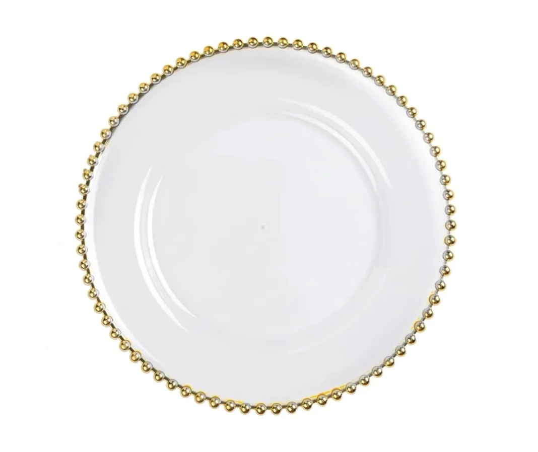 Gold Beaded Rim Dinner Plate