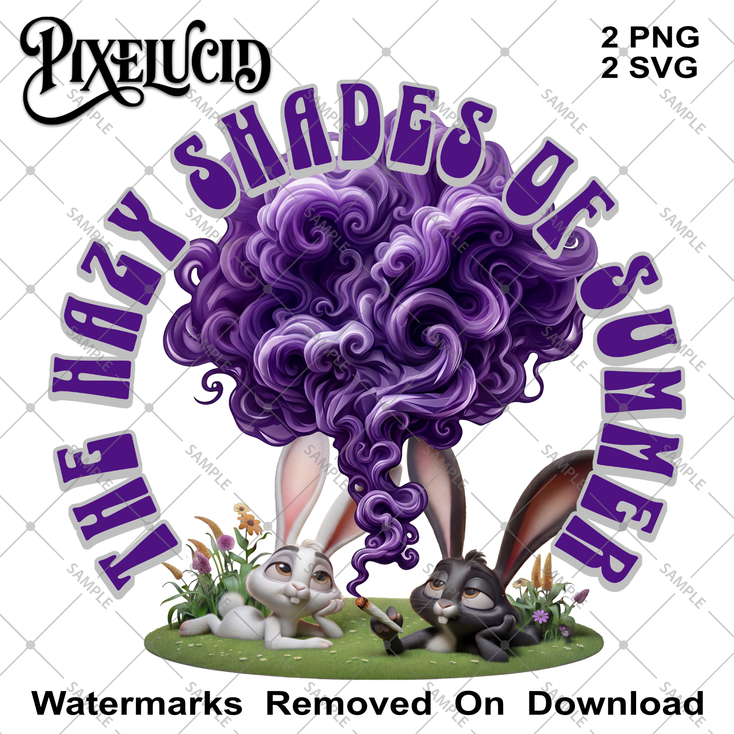 The Hazy Shades of Summer - Psychedelic Rabbit Illustration, Trippy Summer Vibes Rabbit Graphic