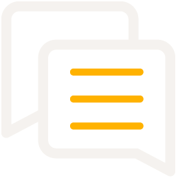 Two overlapping speech bubble icons, one with three horizontal yellow lines representing text.