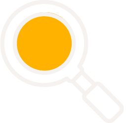 A simple magnifying glass with a yellow circular lens on a white background.