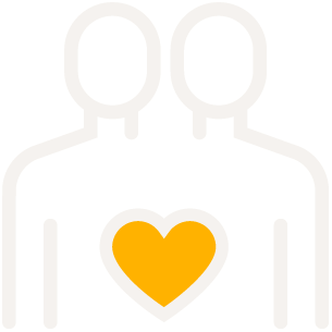 A yellow outlined hand waving with motion lines around it, symbolizing a friendly greeting or hello.
