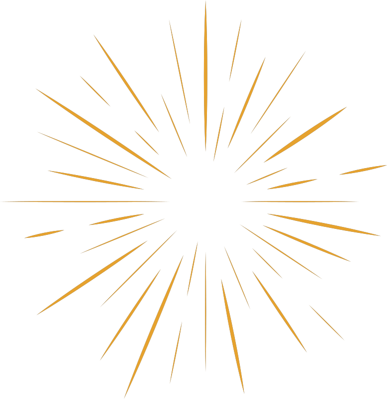 Gold and black abstract radial lines emanating from a central point, creating a starburst pattern.