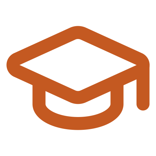 Icon of a graduation cap with a academic gown outline.