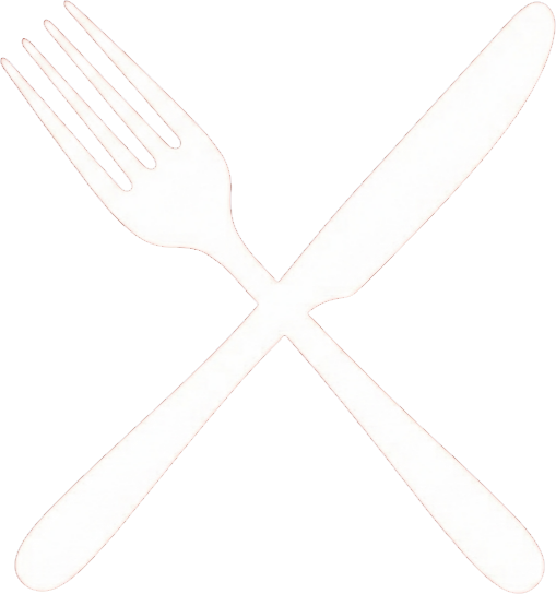A white fork and knife.