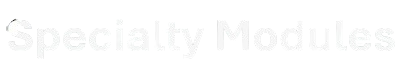 Text reading 'Specialty Modules' in white font on a black background.