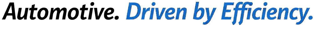 Text on a blue background saying 'Driven by Efficiency.'