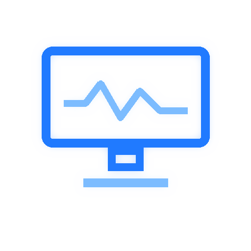 An icon of a computer monitor displaying a line graph.