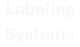 Text that reads 'Labeling Systems' with a black background.