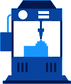 Blue 3D printer printing an object.