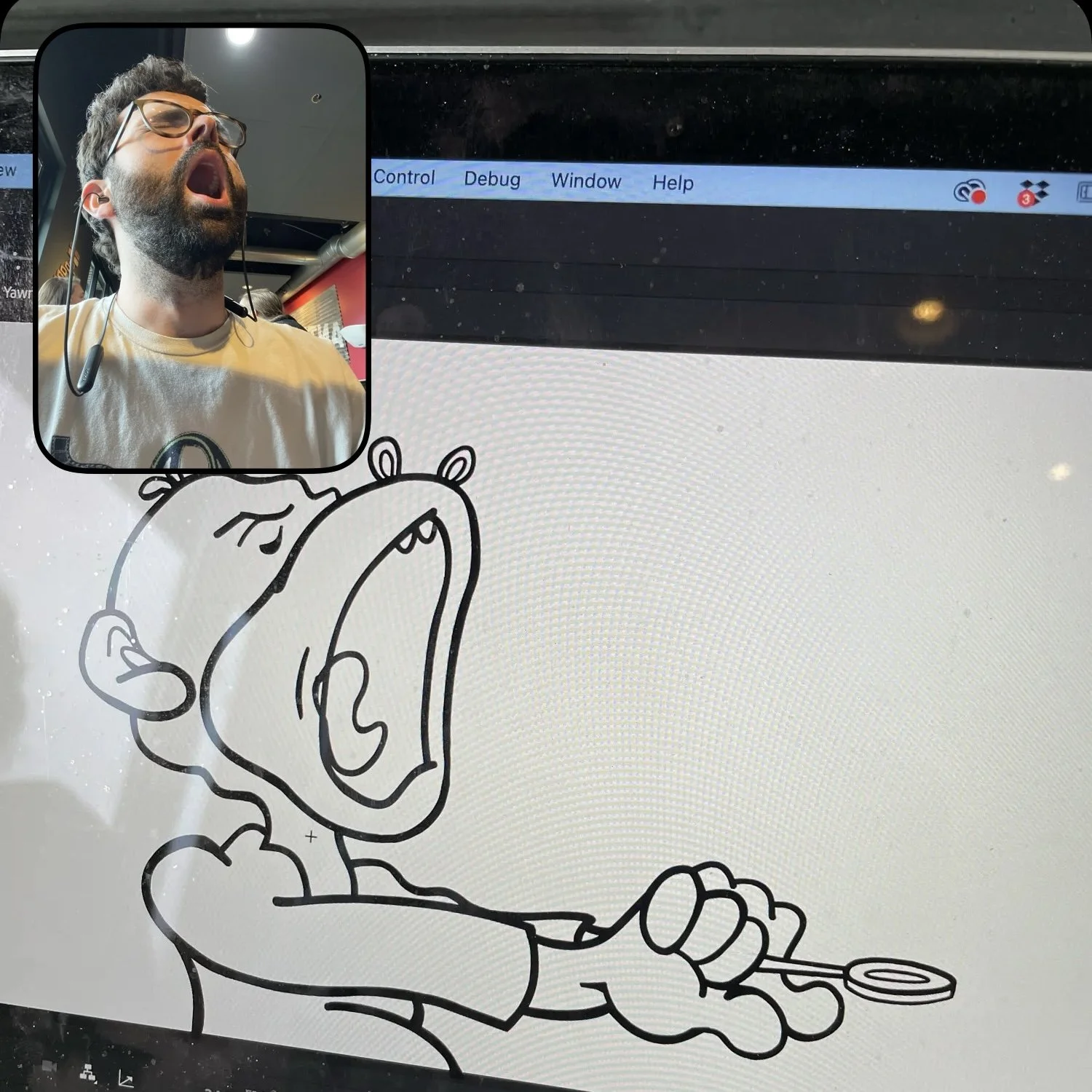 Monkey Gino and Keith yawn.JPG