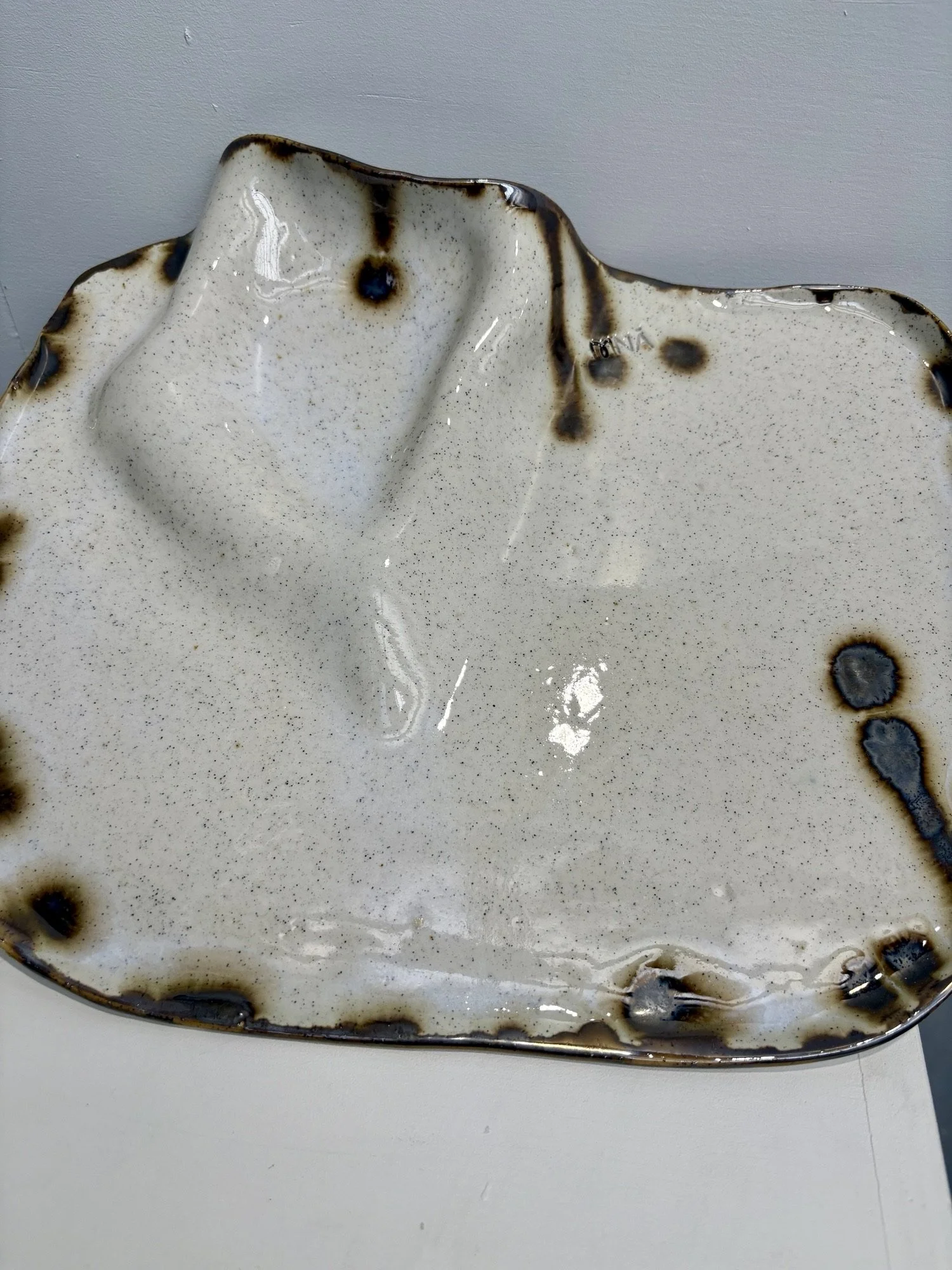 Large Gold & White Wave Platter $70