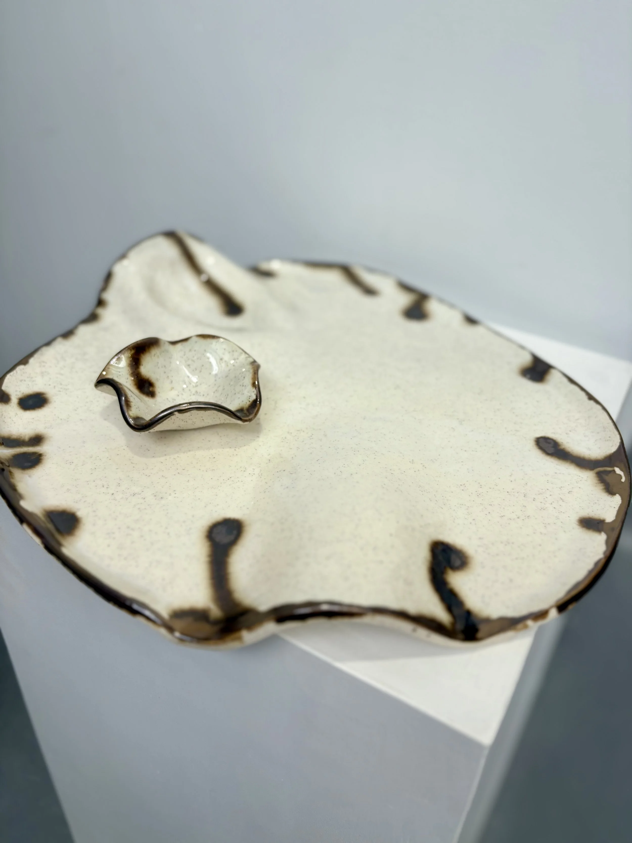 Ceramic serving platter and dish: $75