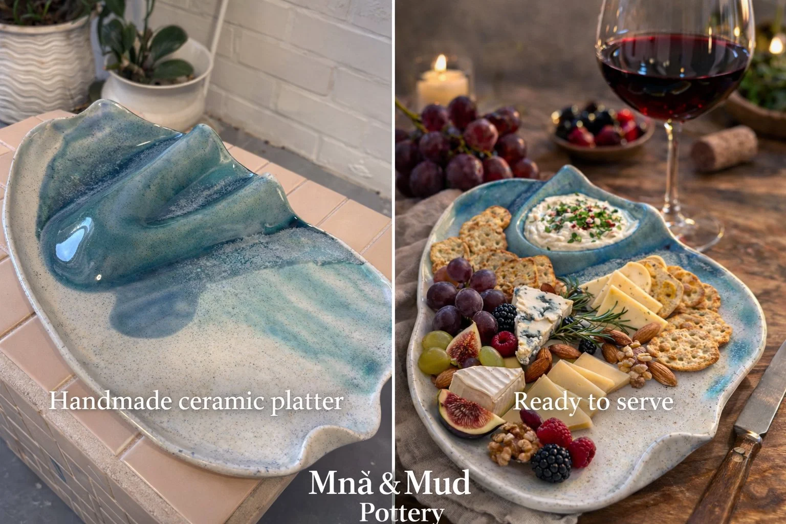 A handmade ceramic 'seaside' platter 