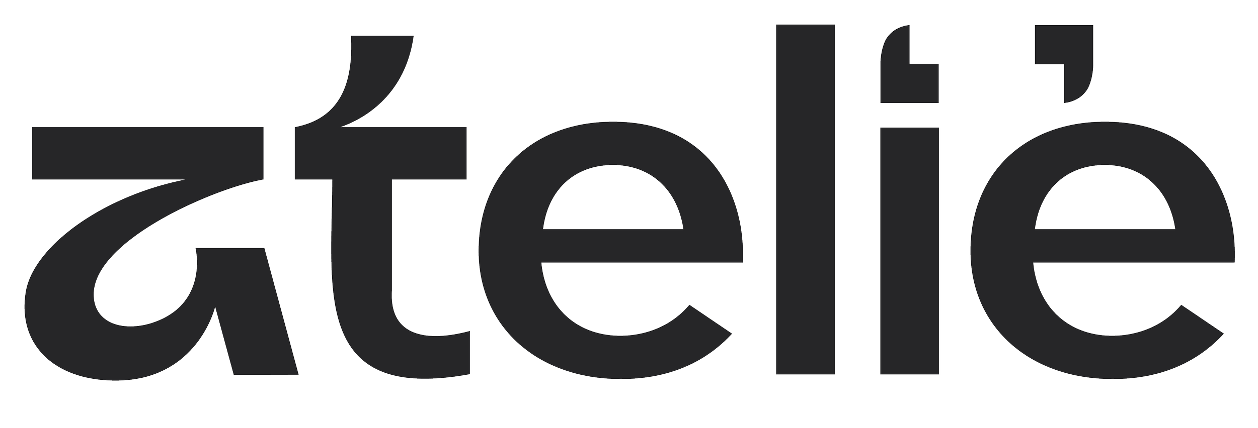 Logo Atelier creative agency on transparent background and Greek alphabet with black letters. 