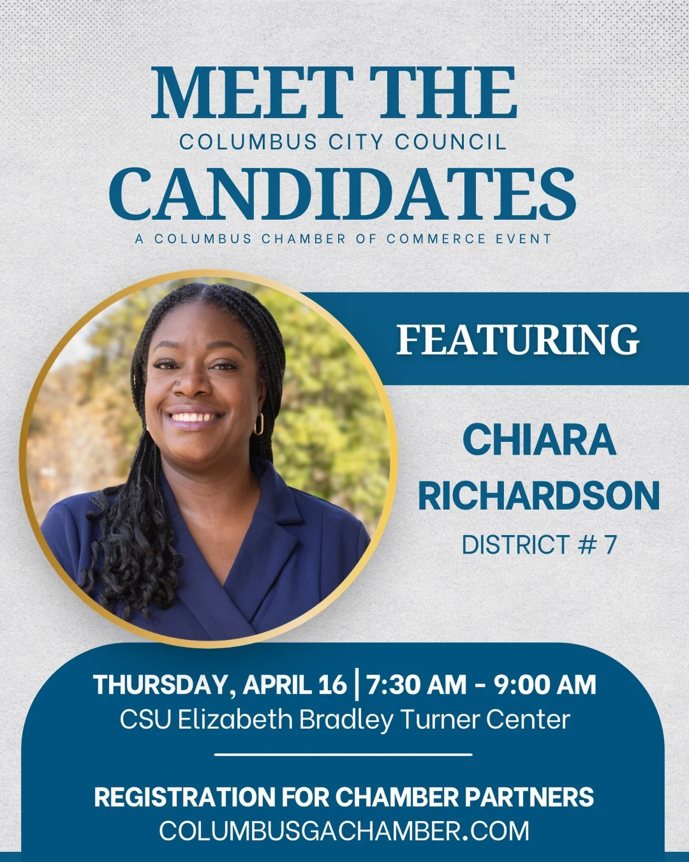 Join us this Thursday for the Columbus Chamber of Commerce &ldquo;Meet the Candidates&rdquo; forum.

Grateful for the opportunity to be part of this space where our business community and residents can come together, stay informed, and engage in mean