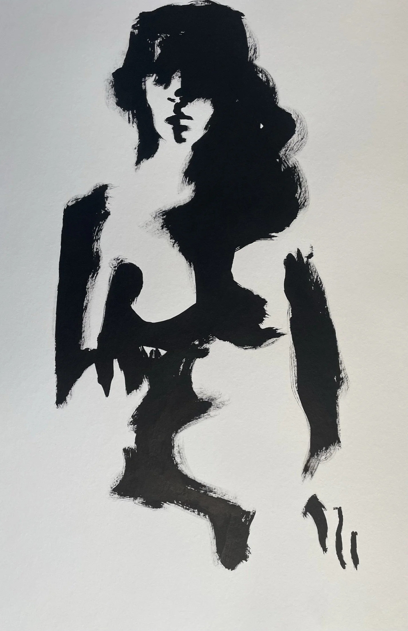 Maya On The Sofa ink painting haddar macdasi