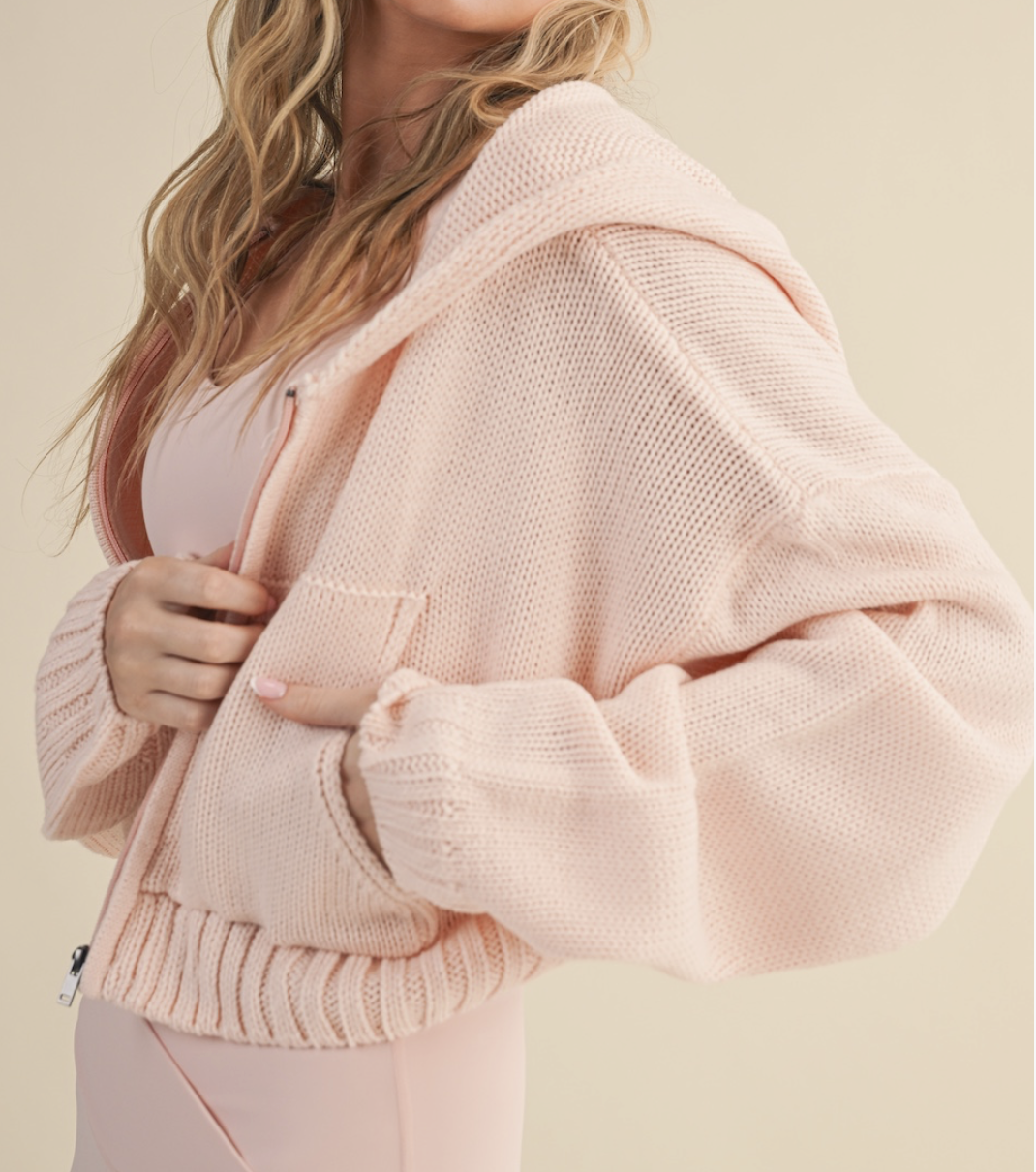 knit ballet zip up