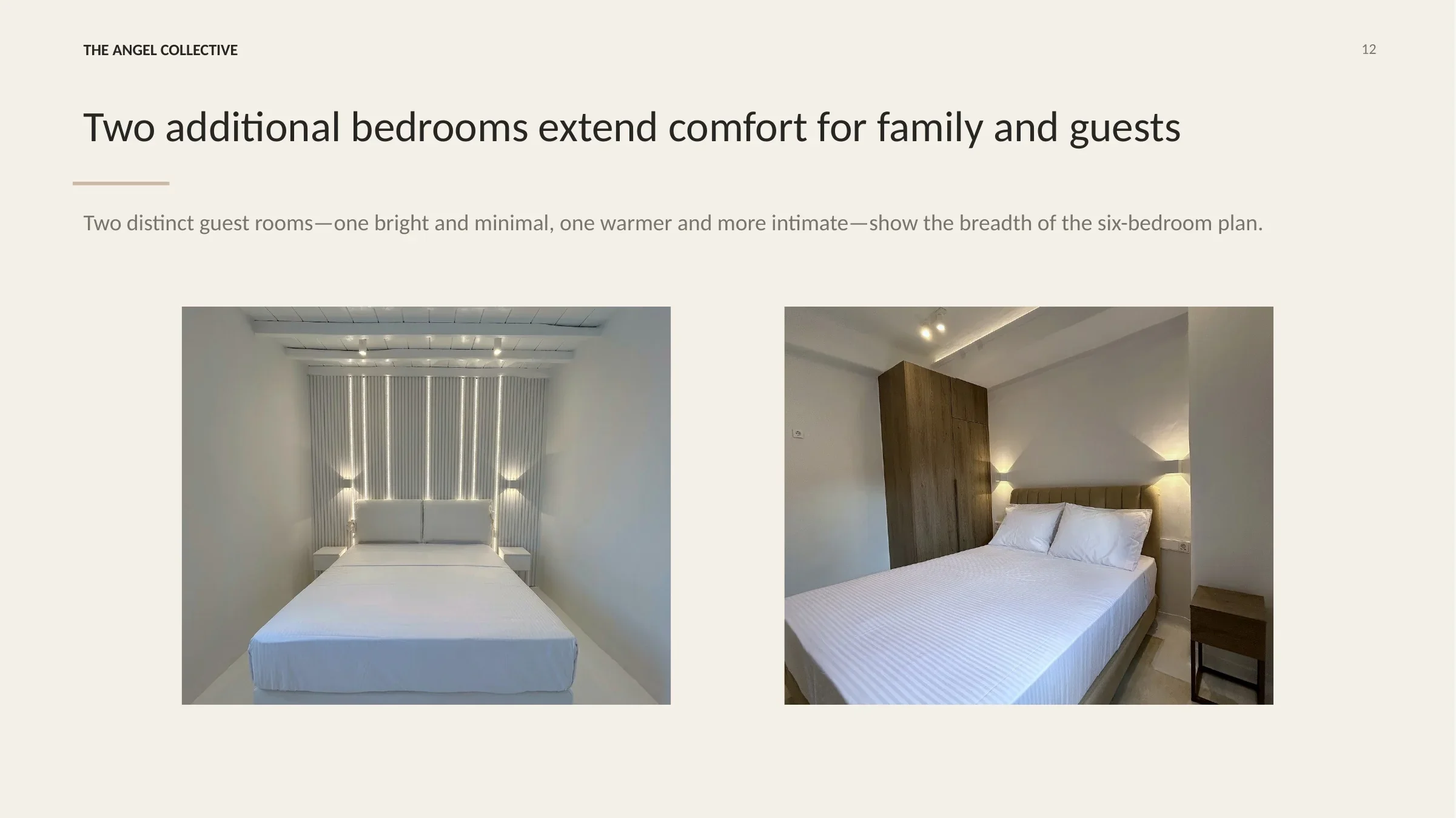 Two additional guest bedrooms demonstrating the variety and comfort of the six-bedroom residence.
